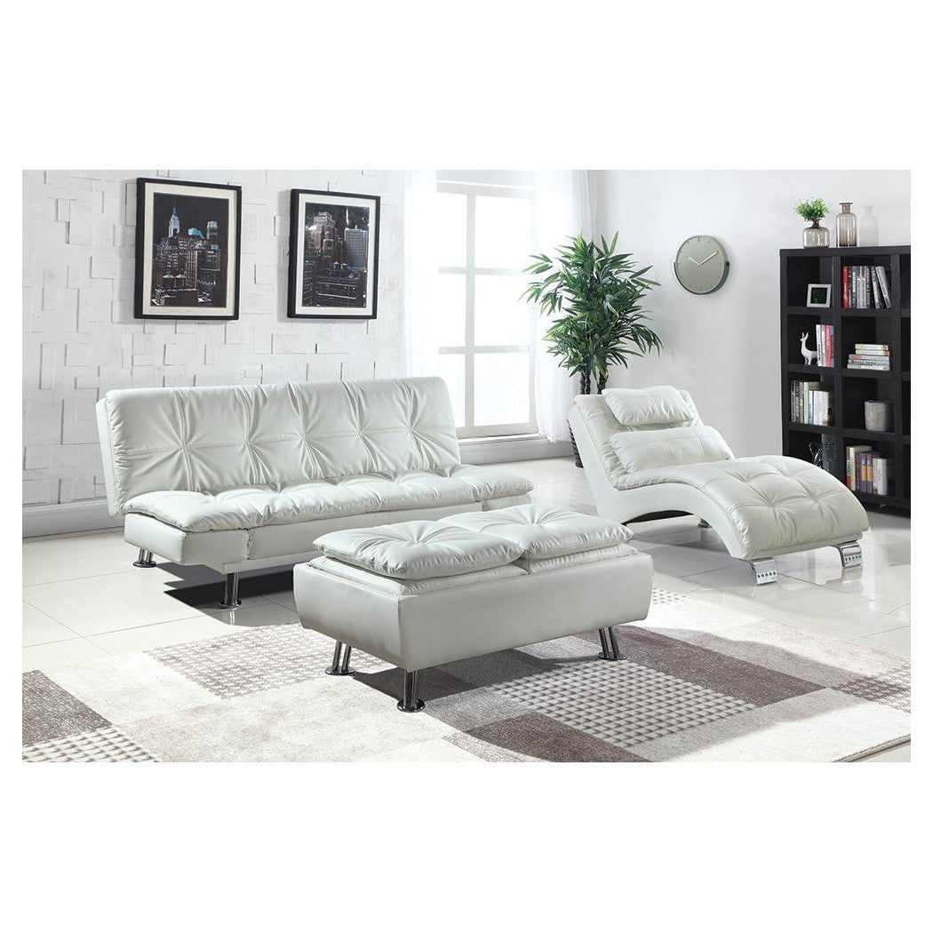 Dilleston Tufted Back Upholstered Sofa Bed White 300291