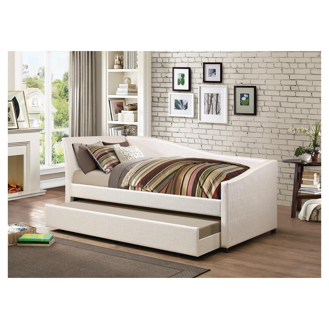 Cramer Upholstered Twin Daybed with Trundle Ivory 300509