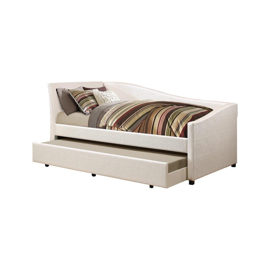 Cramer Upholstered Twin Daybed with Trundle Ivory 300509