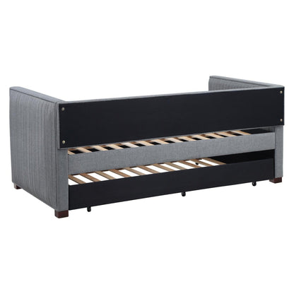 Brodie Upholstered Twin Daybed with Trundle Grey 300554