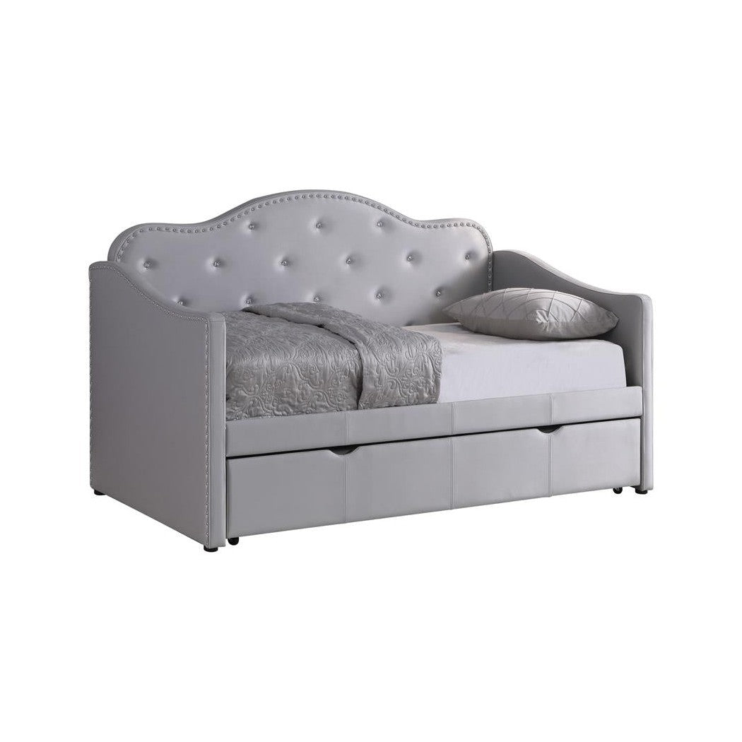 Elmore Upholstered Twin Daybed with Trundle Pearlescent Grey 300629