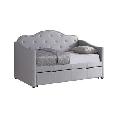 Elmore Upholstered Twin Daybed with Trundle Pearlescent Grey 300629