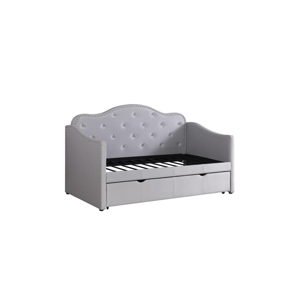 Elmore Upholstered Twin Daybed with Trundle Pearlescent Grey 300629