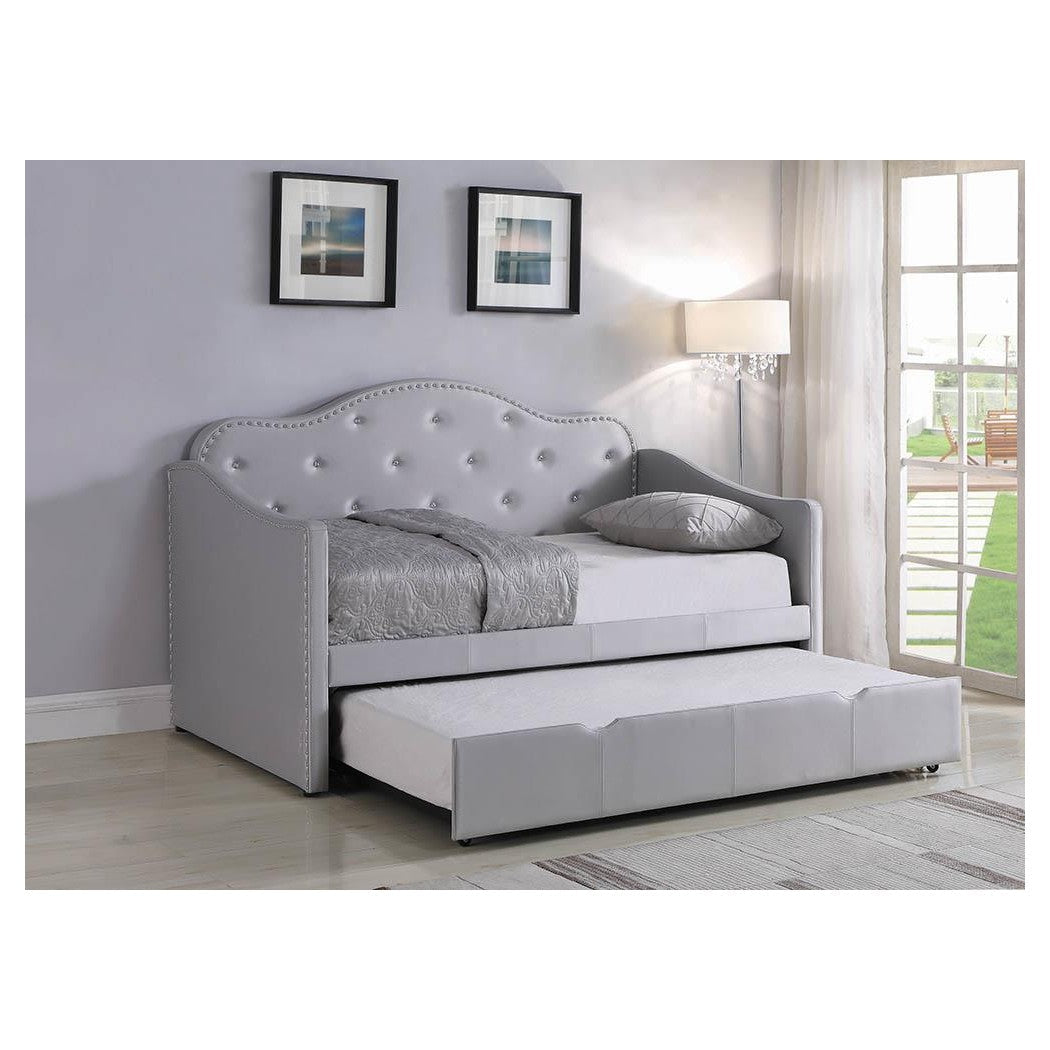 Elmore Upholstered Twin Daybed with Trundle Pearlescent Grey 300629