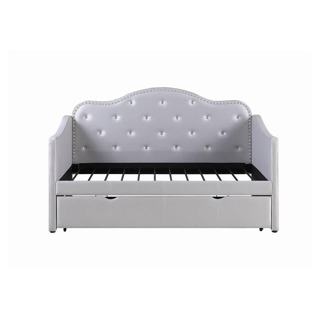 Elmore Upholstered Twin Daybed with Trundle Pearlescent Grey 300629