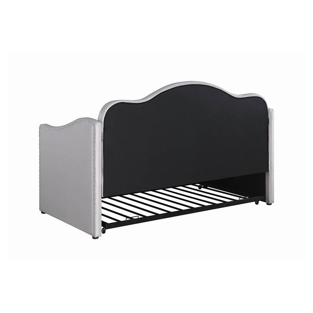 Elmore Upholstered Twin Daybed with Trundle Pearlescent Grey 300629