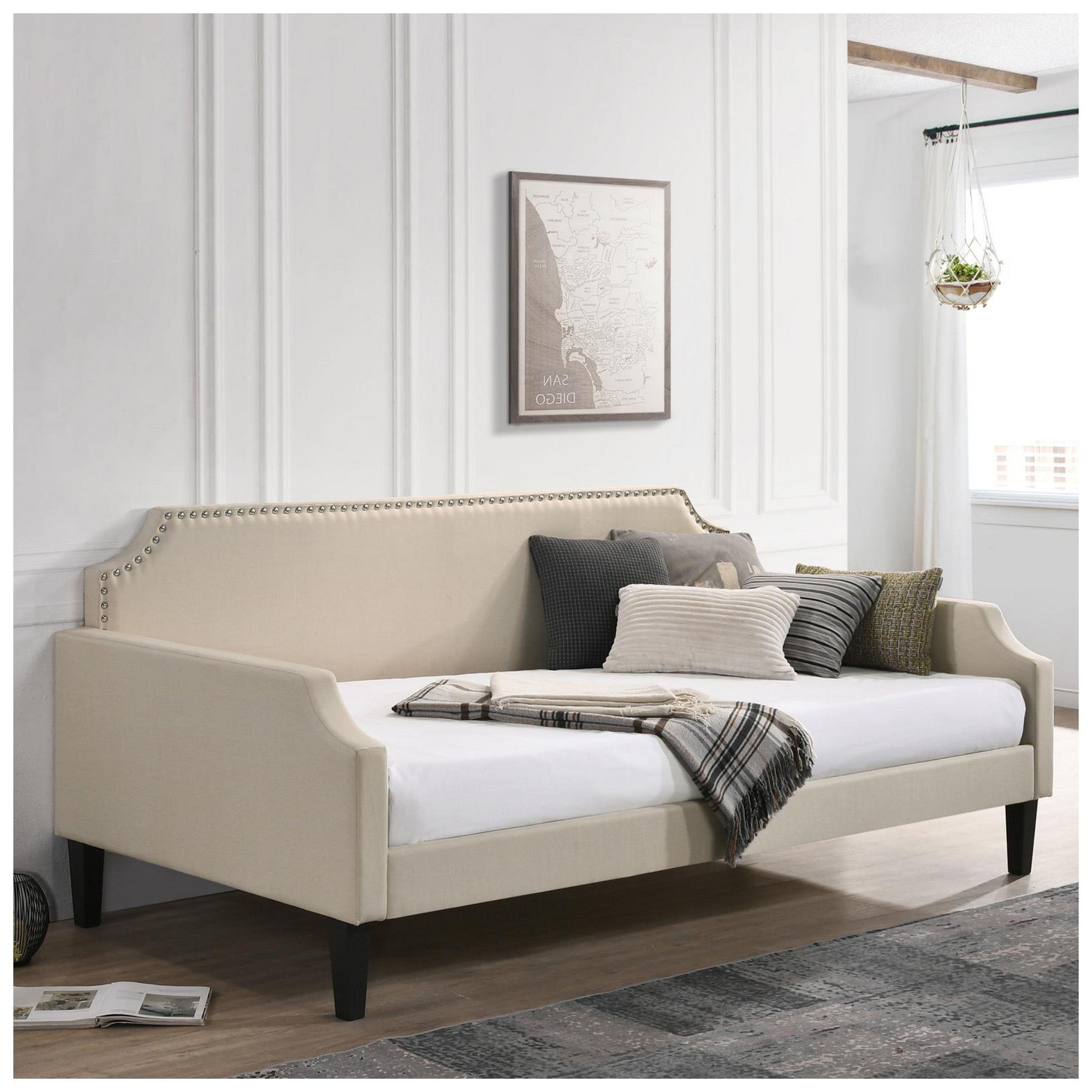 Olivia Upholstered Twin Daybed with Nailhead Trim 300635