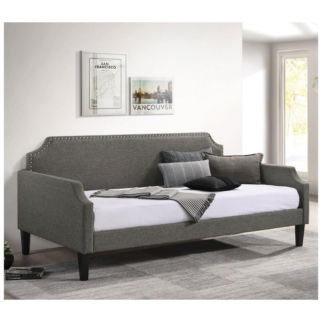 Olivia Upholstered Twin Daybed with Nailhead Trim 300636