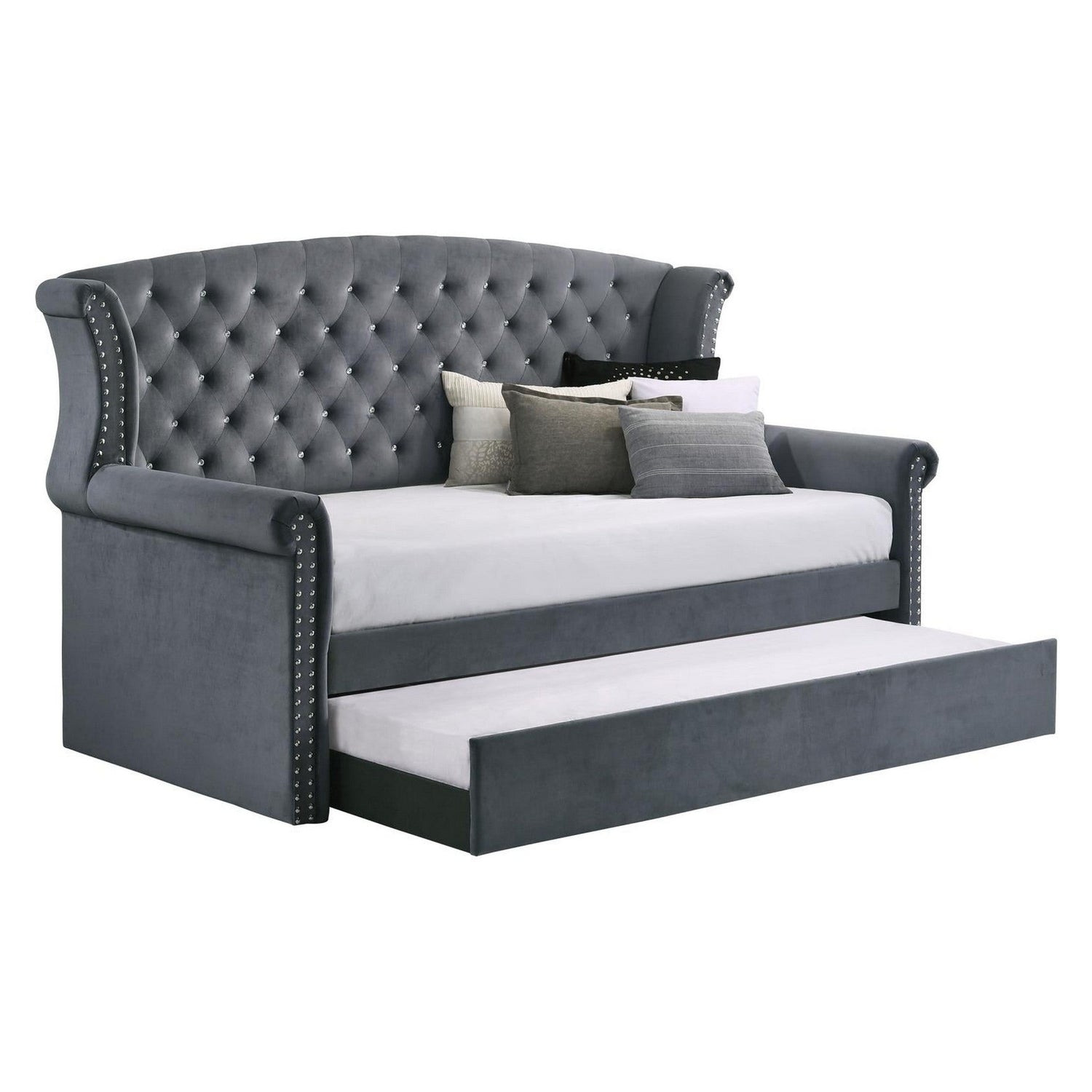 Scarlett Upholstered Tufted Twin Daybed with Trundle 300641