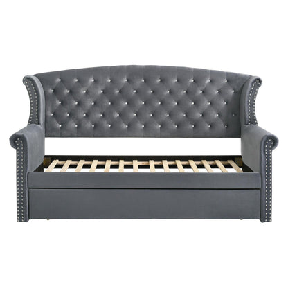 Scarlett Upholstered Tufted Twin Daybed with Trundle 300641