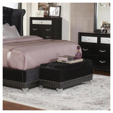 Barzini Tufted Rectangular Trunk with Nailhead Black 300644