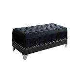 Barzini Tufted Rectangular Trunk with Nailhead Black 300644