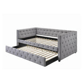 Mockern Tufted Upholstered Daybed with Trundle Grey 302161