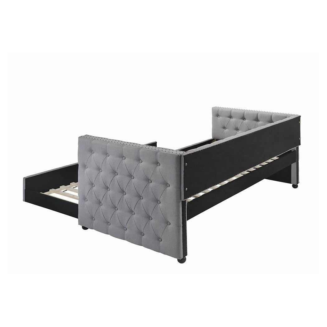 Mockern Tufted Upholstered Daybed with Trundle Grey 302161