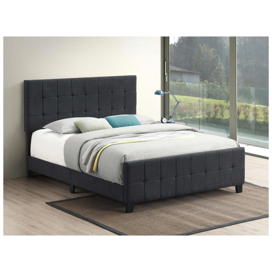 Fairfield Eastern King Upholstered Panel Bed Dark Grey 305953KE