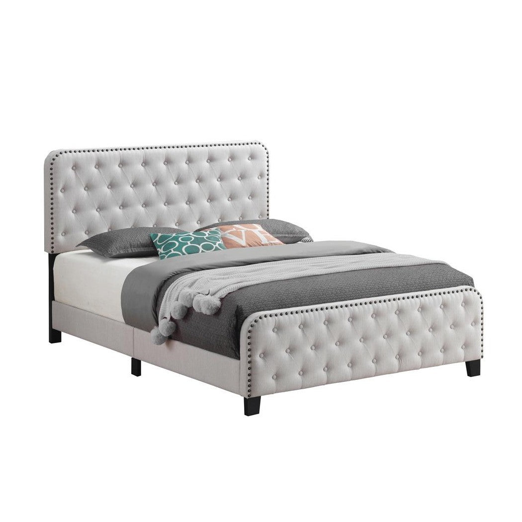 Littleton Eastern King Tufted Upholstered Bed Beige 305992KE