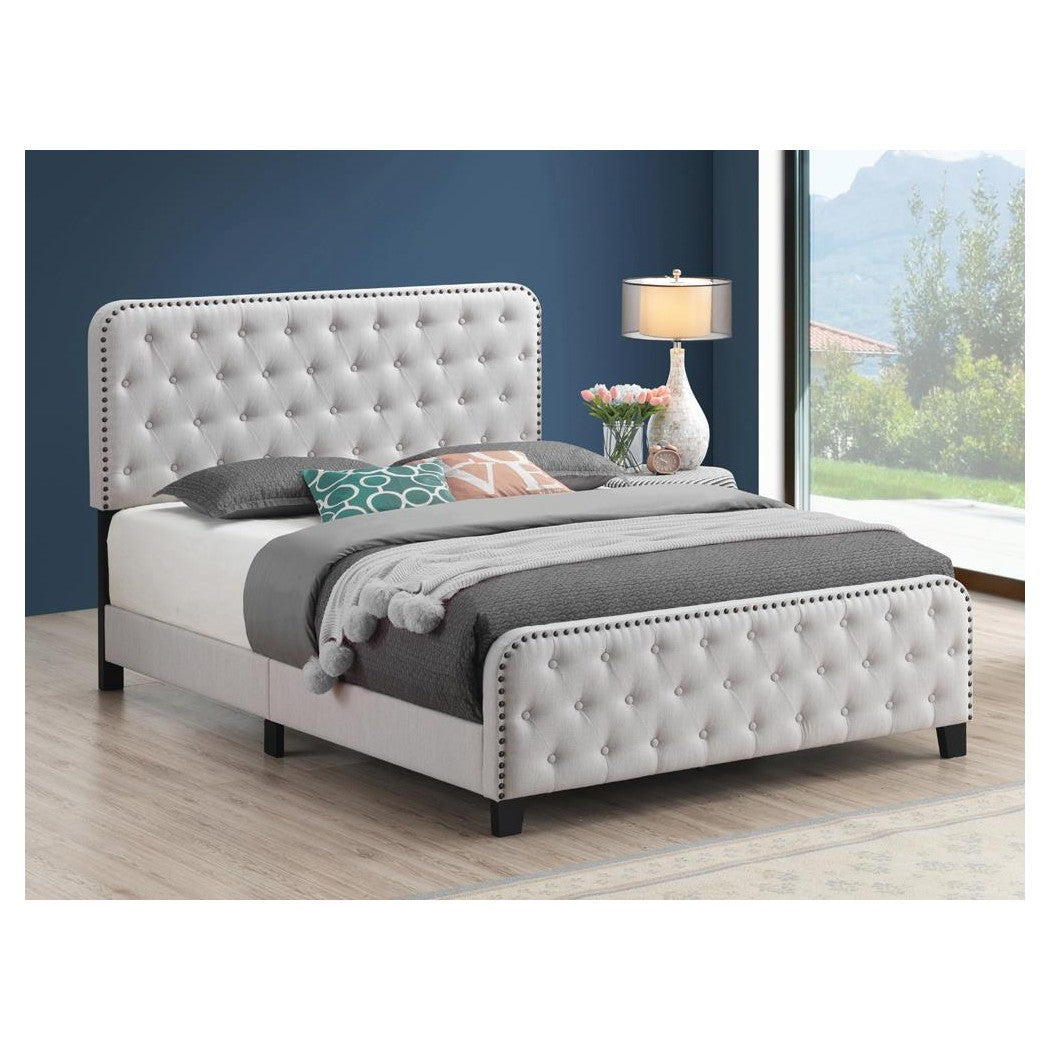 Littleton Eastern King Tufted Upholstered Bed Beige 305992KE