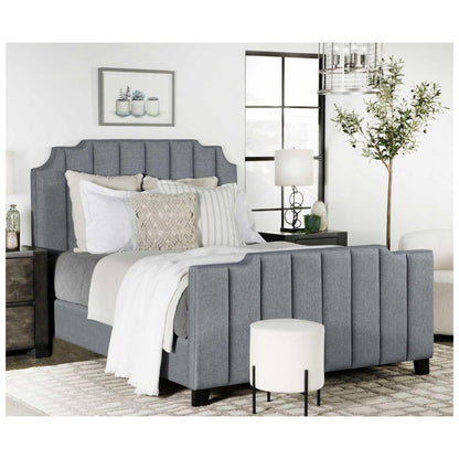 Fiona Upholstered Panel Bed Light Grey 306029KE