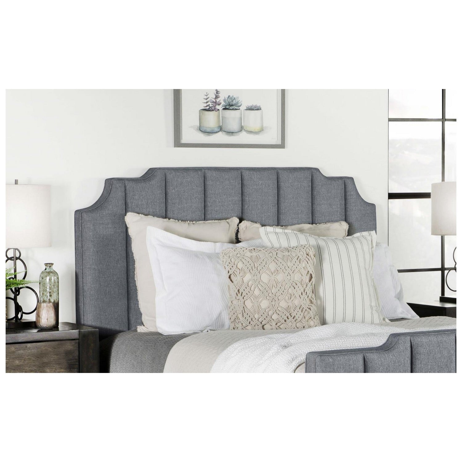 Fiona Upholstered Panel Bed Light Grey 306029Q