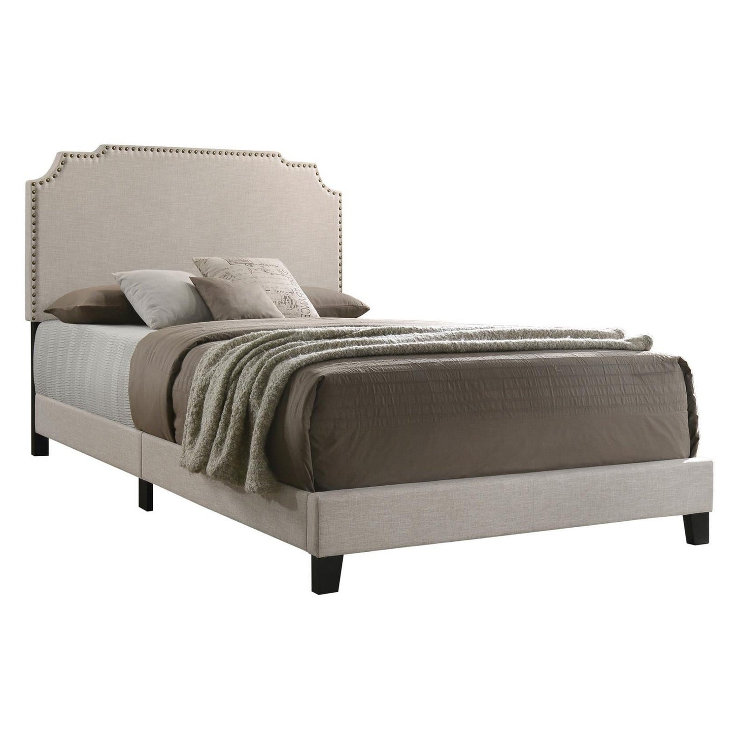 Tamarac Upholstered Nailhead Queen Bed Beige 310061Q