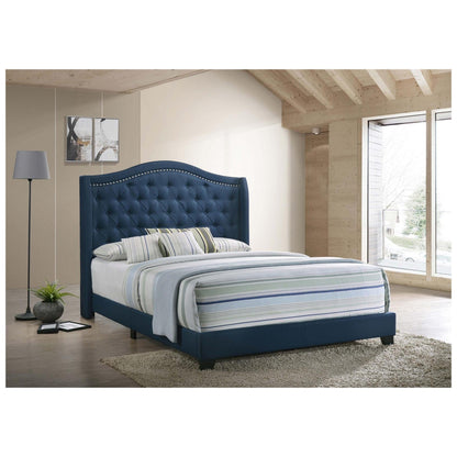 Sonoma Eastern King Camel Headboard with Nailhead Trim Bed Blue 310071KE