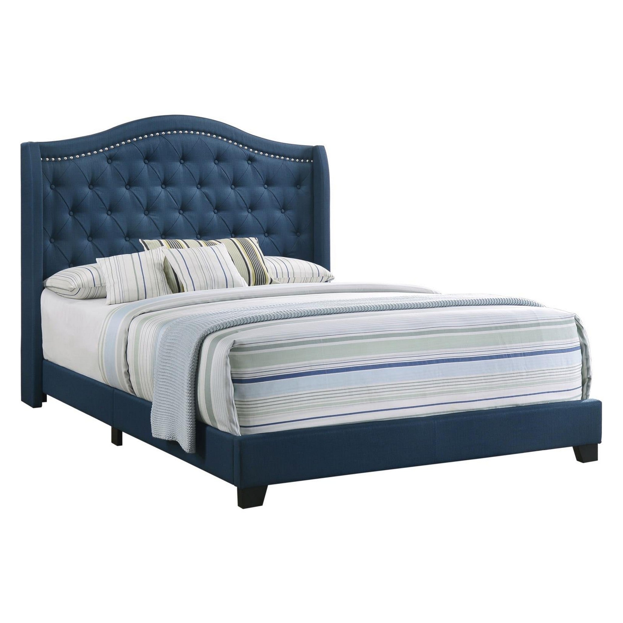 Sonoma Eastern King Camel Headboard with Nailhead Trim Bed Blue 310071KE