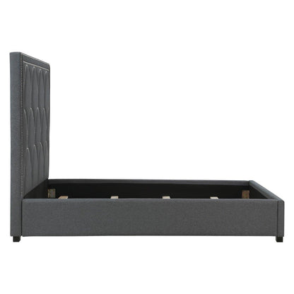 Bowfield Upholstered Bed with Nailhead Trim Charcoal 315900Q