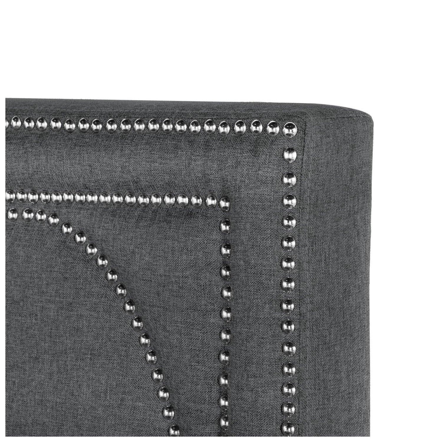 Bowfield Upholstered Bed with Nailhead Trim Charcoal 315900Q