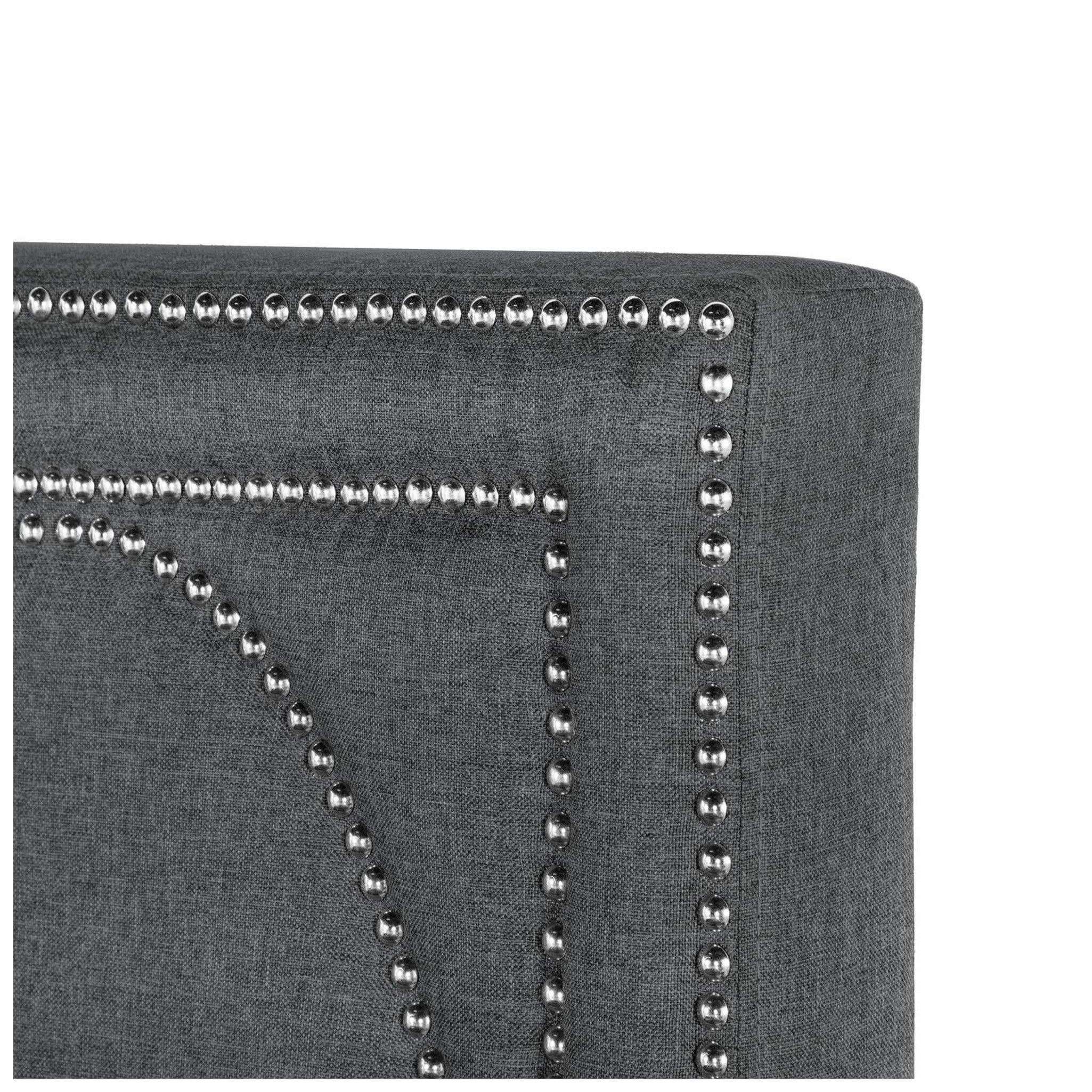Bowfield Upholstered Bed with Nailhead Trim Charcoal 315900Q