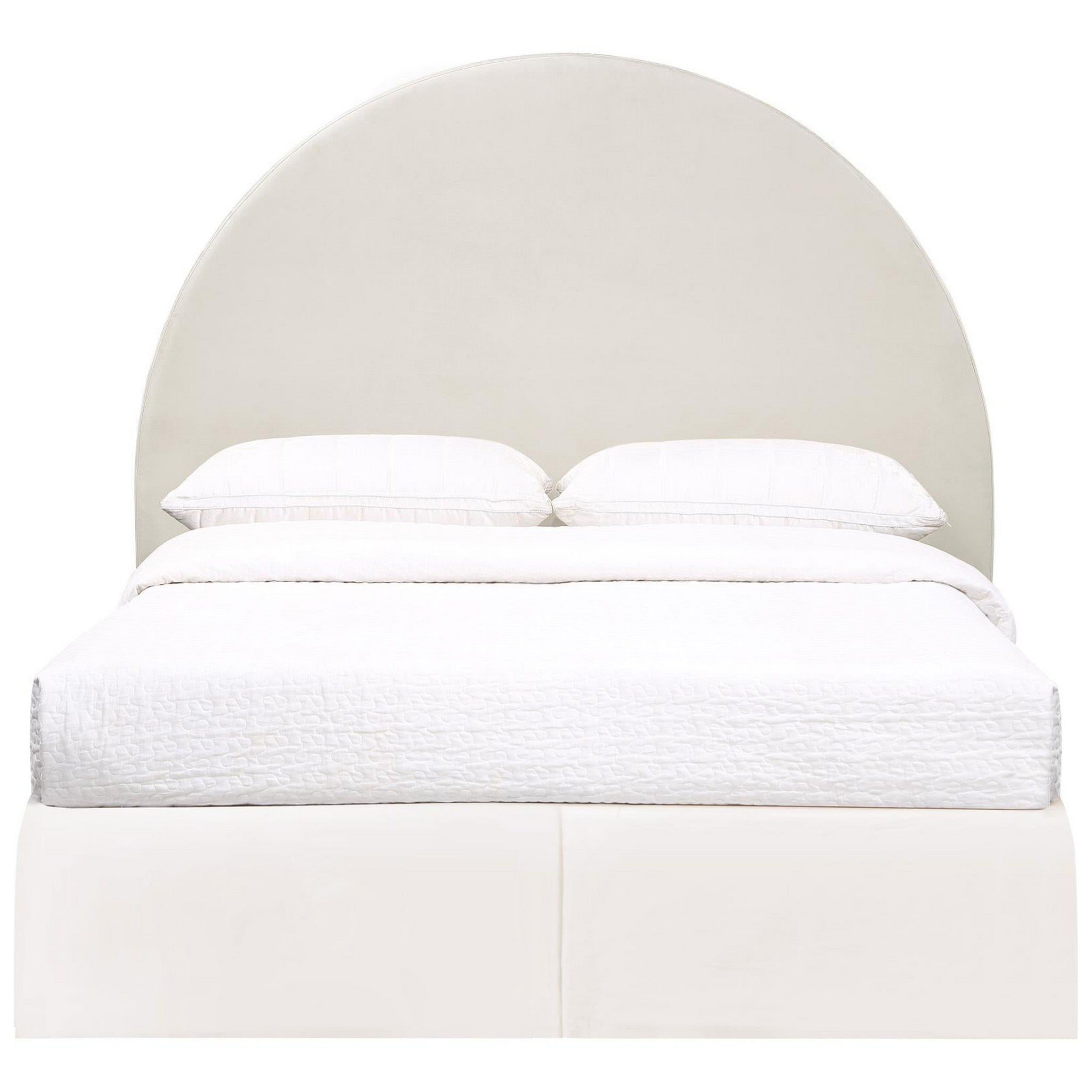 June Upholstered Arched Queen/Full Headboard Ivory 315926QF