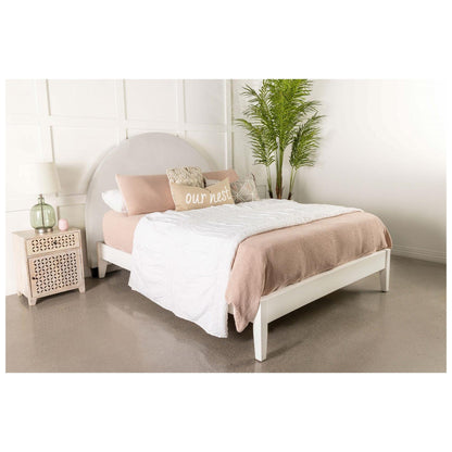 June Upholstered Arched Queen/Full Headboard Ivory 315926QF