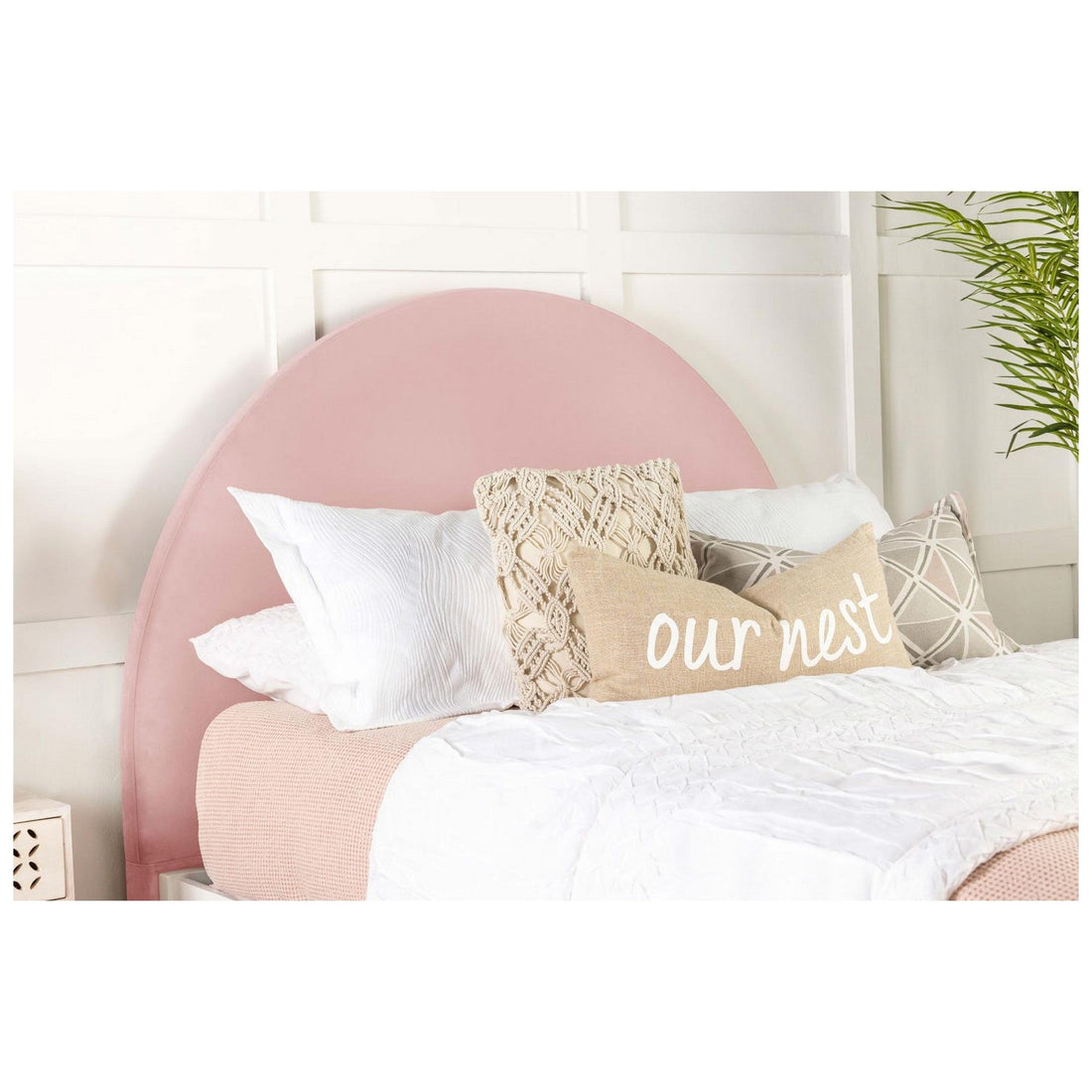 June Upholstered Arched Queen/Full Headboard Blush 315927QF