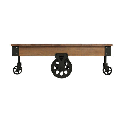 COCKTAIL TABLE ON WHEELS, SOLID WOOD 3228-30