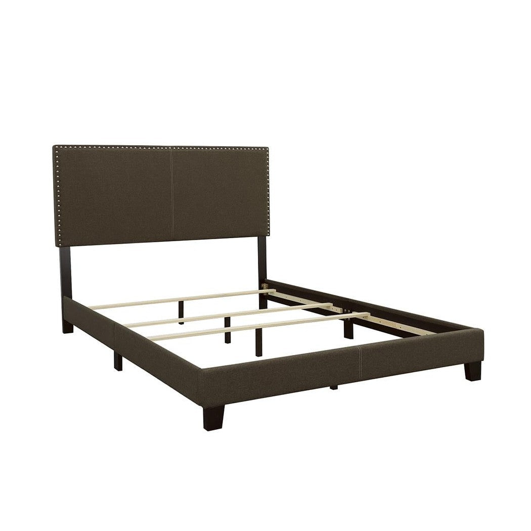 Boyd Queen Upholstered Bed with Nailhead Trim Charcoal 350061Q