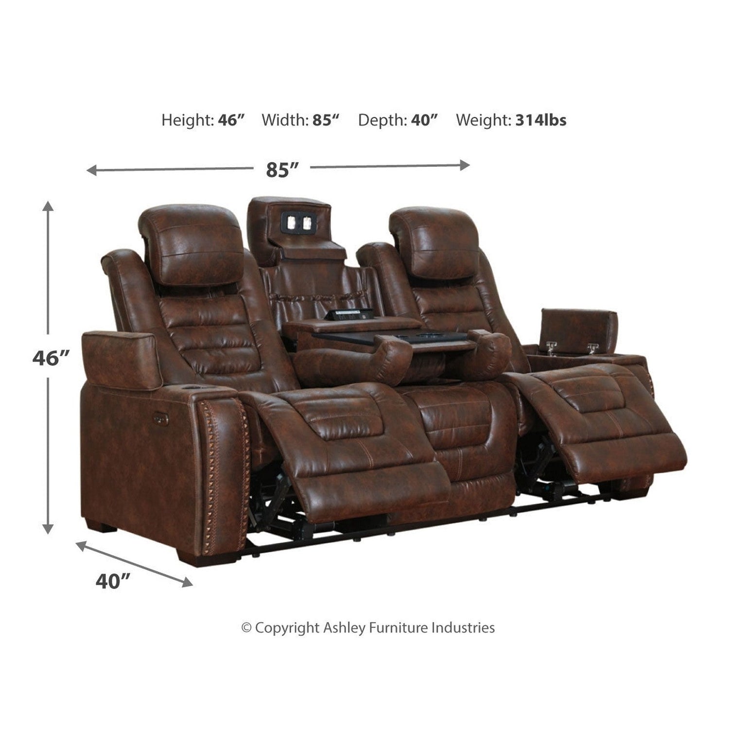 Game Zone Power Reclining Sofa Ash-3850115