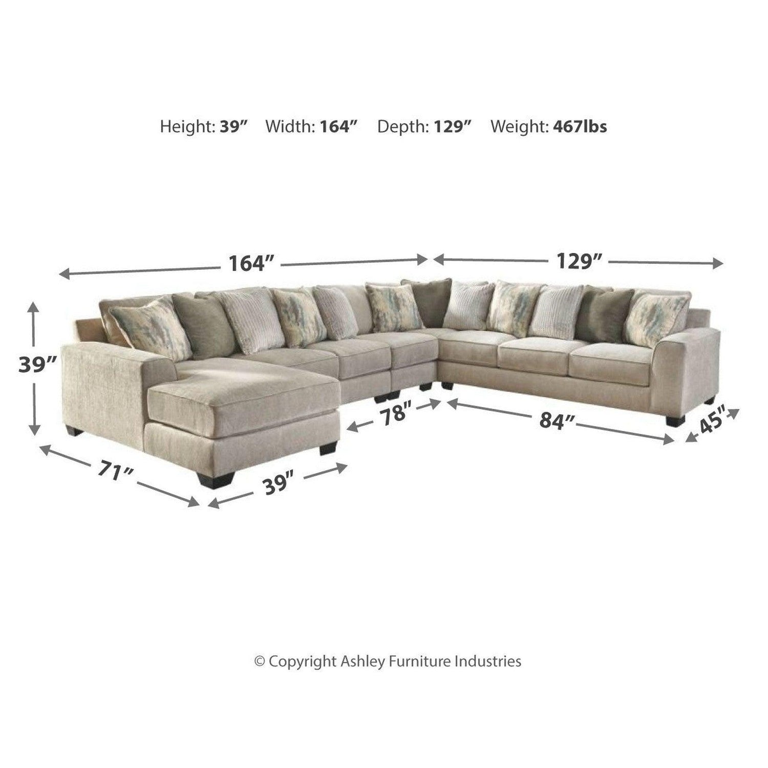 Ardsley 5-Piece Sectional with Chaise Ash-39504S7