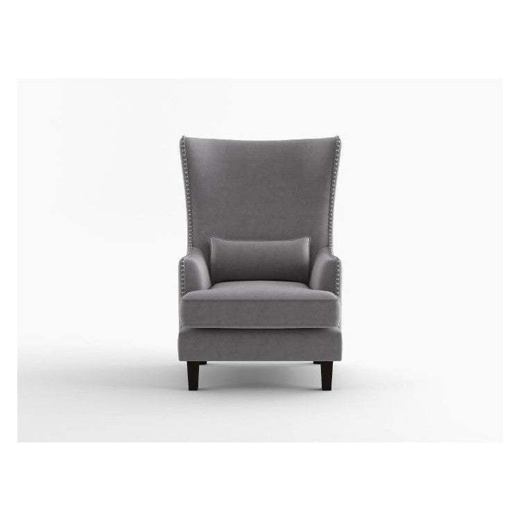 ACCENT CHAIR, BLUE VELVET, HIGH WING BACK 1036BU-1