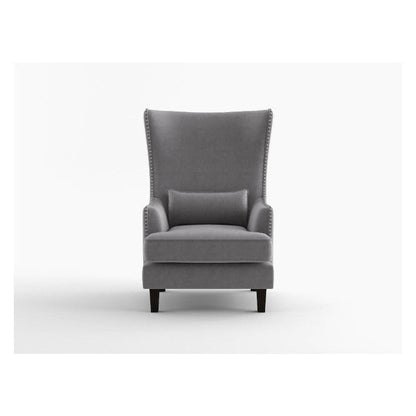 ACCENT CHAIR, BLUE VELVET, HIGH WING BACK 1036BU-1
