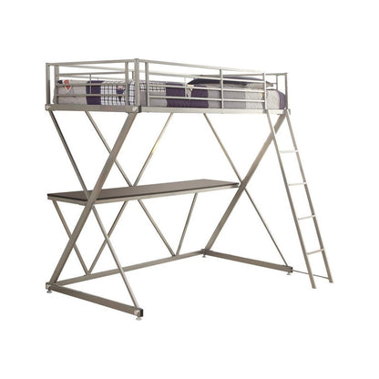 Hyde Twin Workstation Loft Bed Silver 400034T