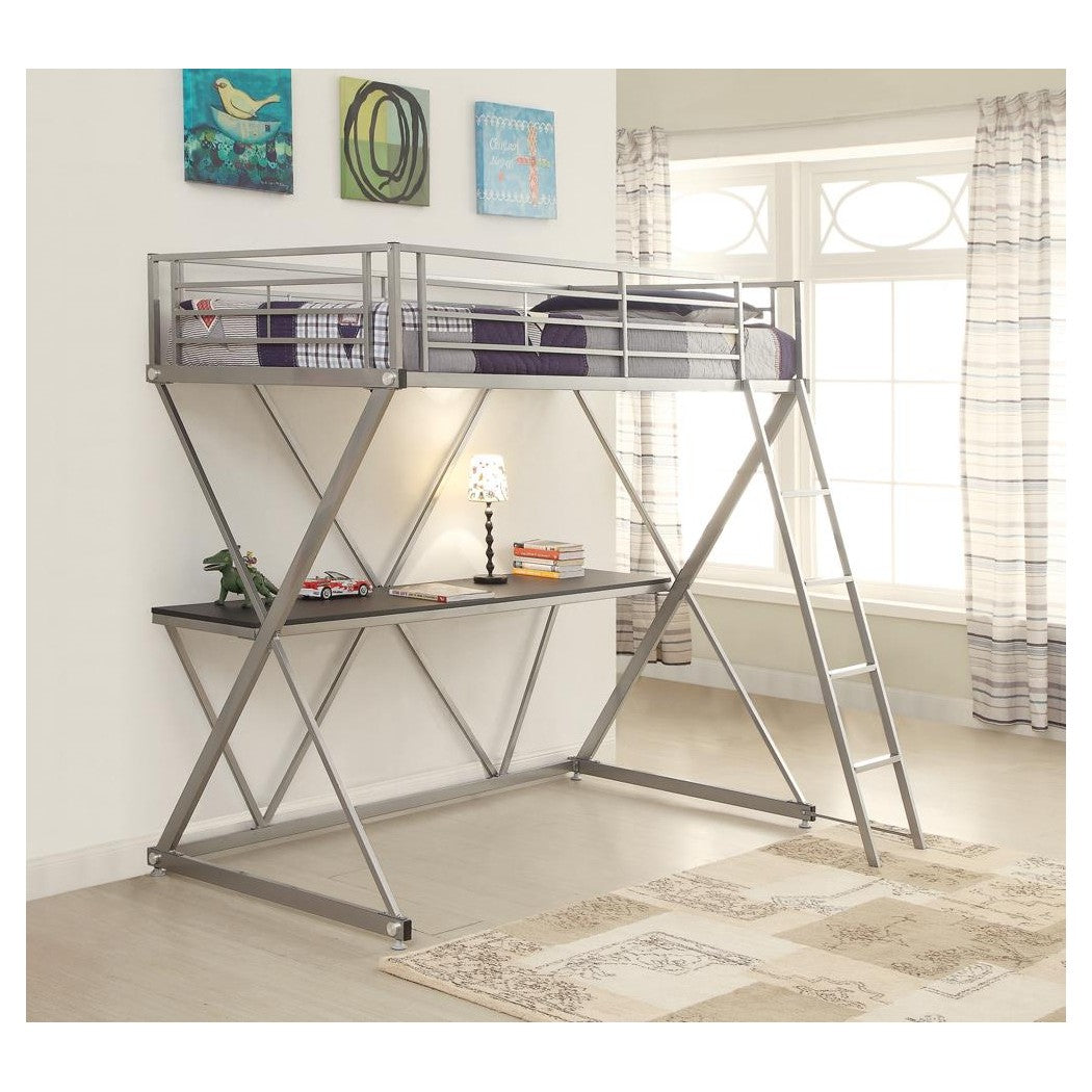 Hyde Twin Workstation Loft Bed Silver 400034T