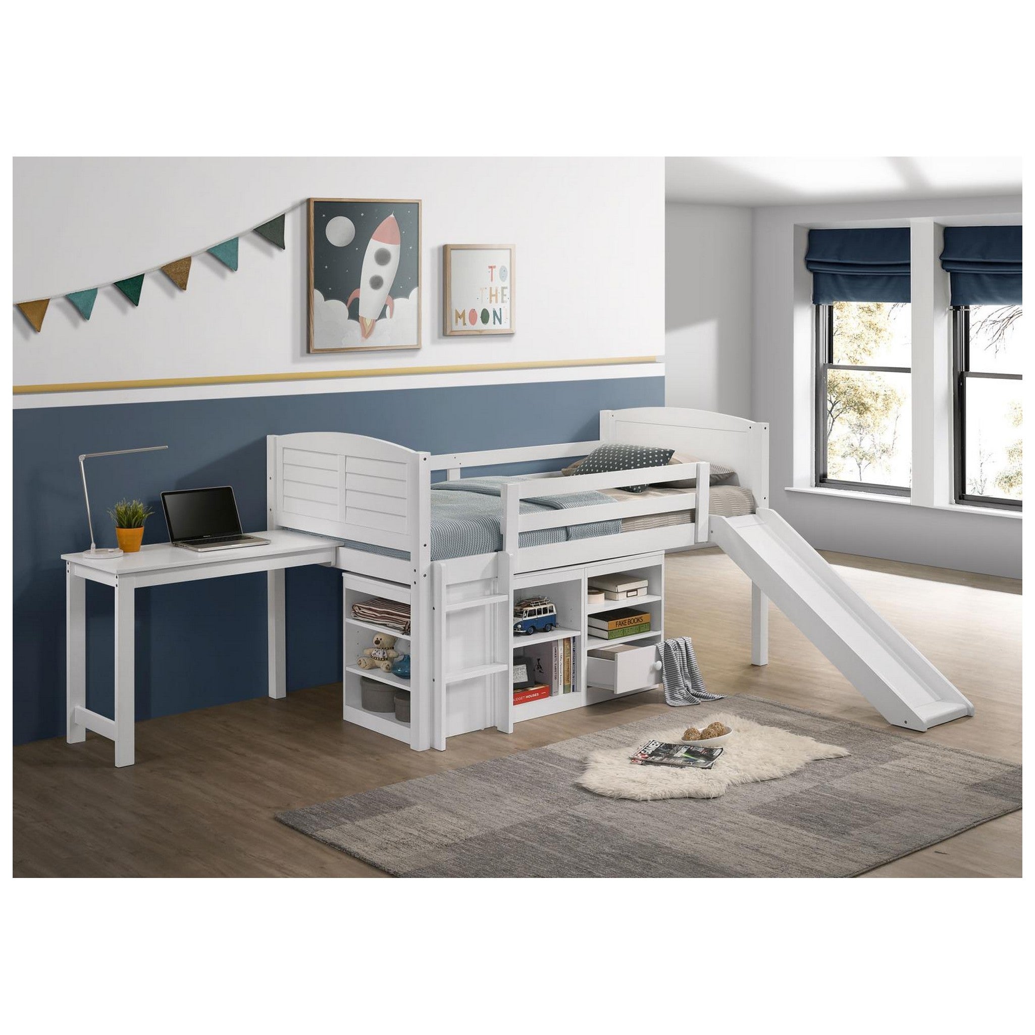 Millie Twin Workstation Loft Bed White 400330T