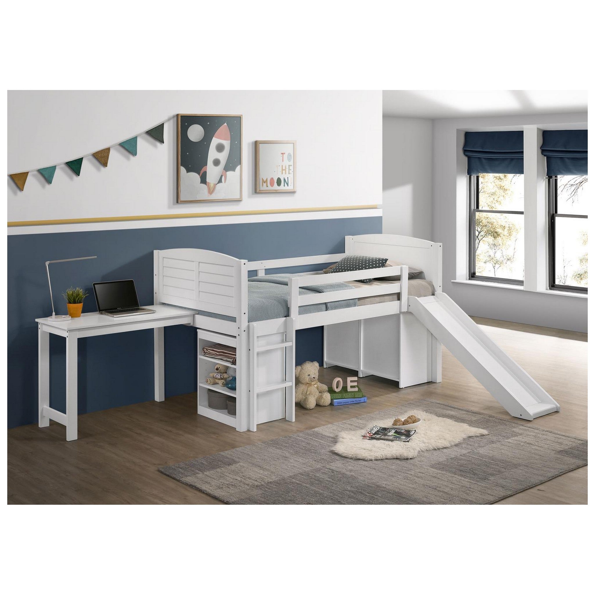 Millie Twin Workstation Loft Bed White 400330T
