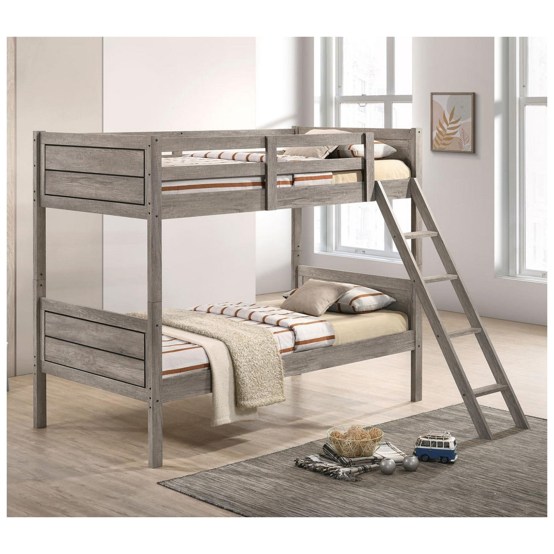Ryder Twin over Twin Bunk Bed Weathered Taupe 400818