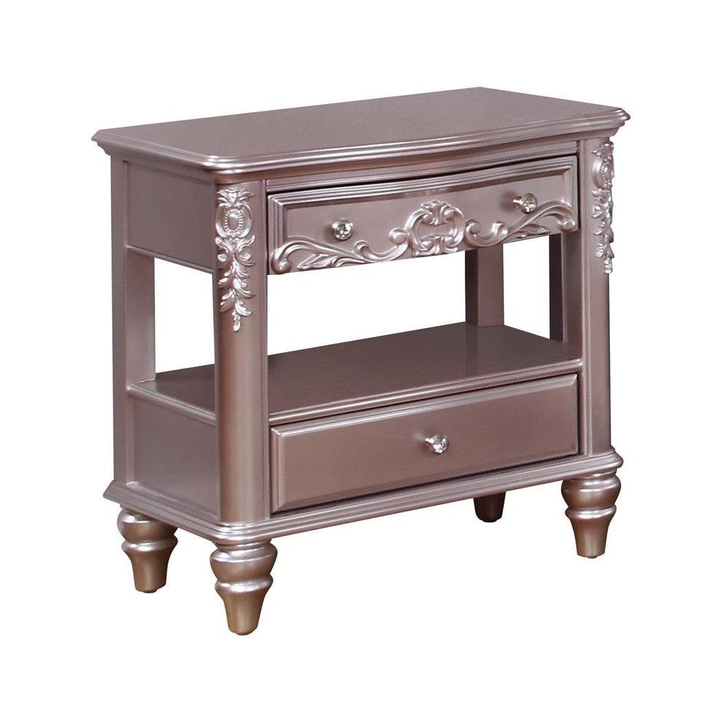 Caroline 2-drawer Rectangular Nightstand Metallic Lilac 400892