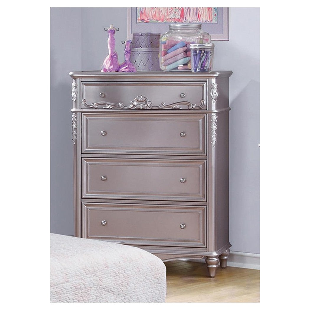 Caroline 4-drawer Rectangular Chest Metallic Lilac 400895