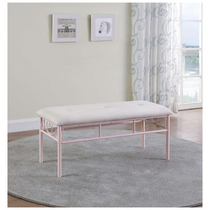 Massi Tufted Upholstered Bench Powder Pink 401156