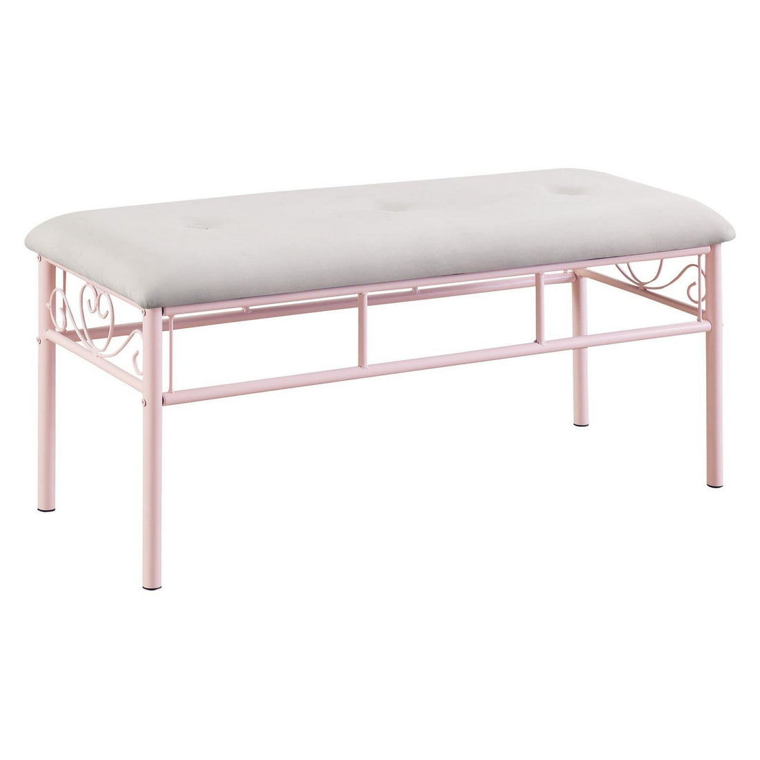 Massi Tufted Upholstered Bench Powder Pink 401156