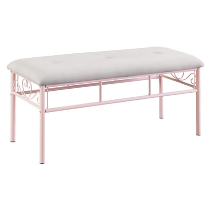 Massi Tufted Upholstered Bench Powder Pink 401156