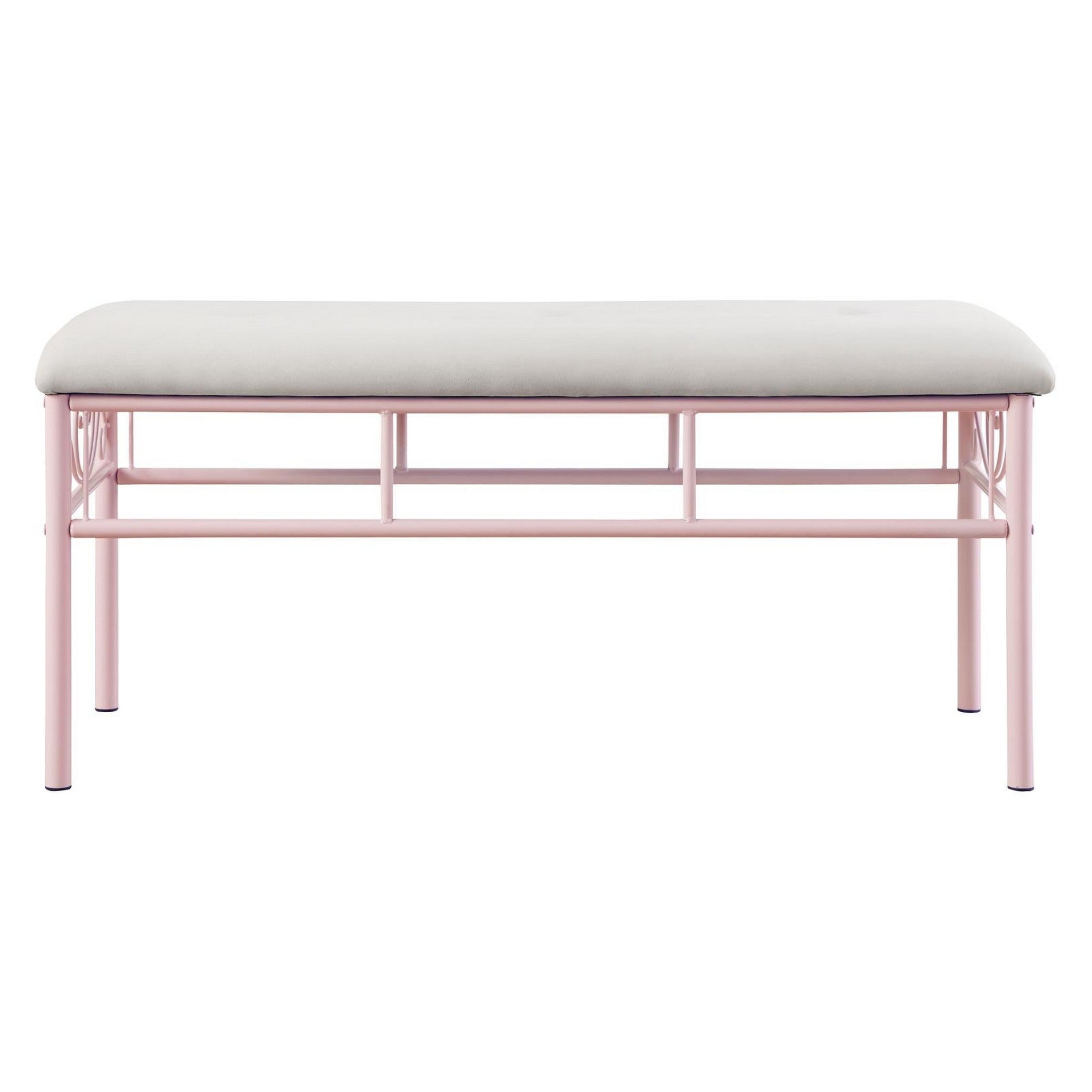 Massi Tufted Upholstered Bench Powder Pink 401156