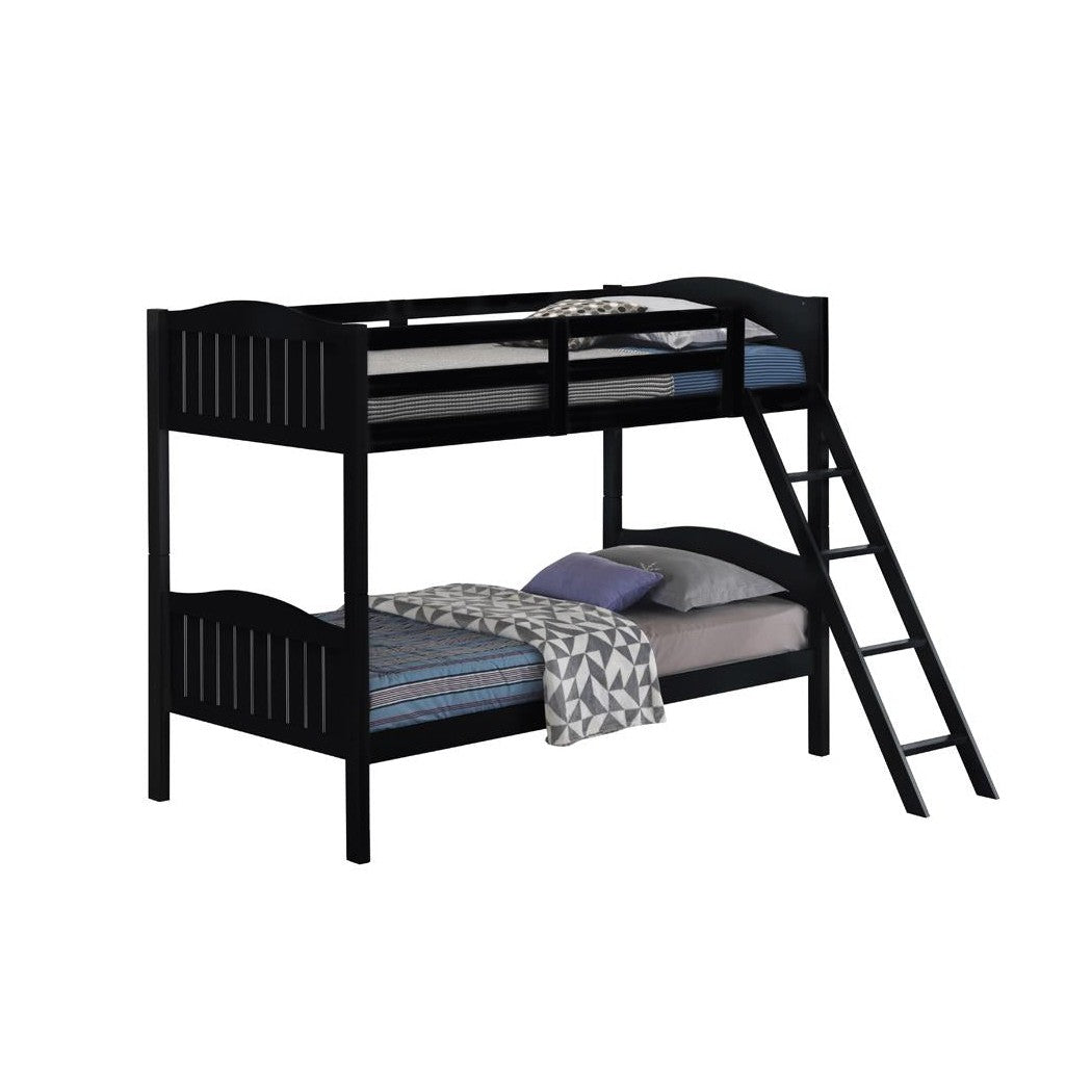 Arlo Twin/Twin Bunk Bed with Ladder Black 405053BLK